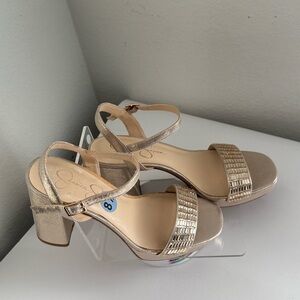 Jessica Simpson Gold Block Heel Sandals
